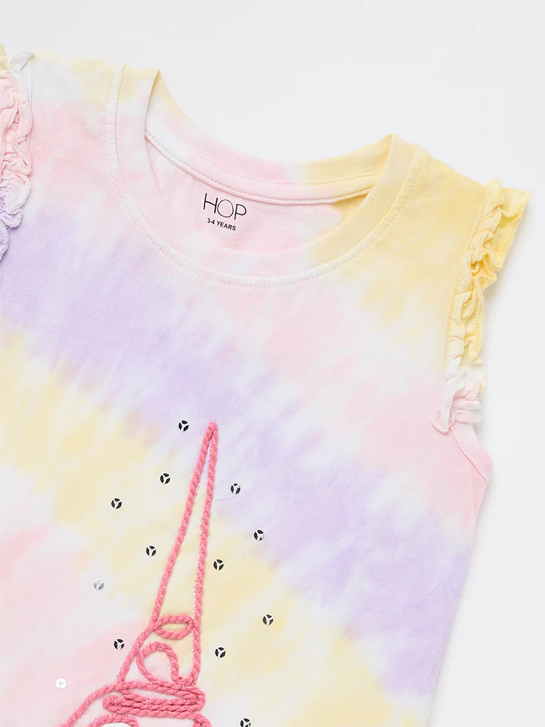 HOP Kids Girls Lilac Tie-Dye Cotton Top - Image 6