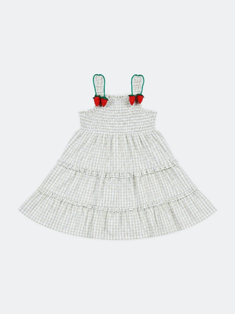 HOP Kids Girls Lime Printed Cotton Tiered Dress - Image 3