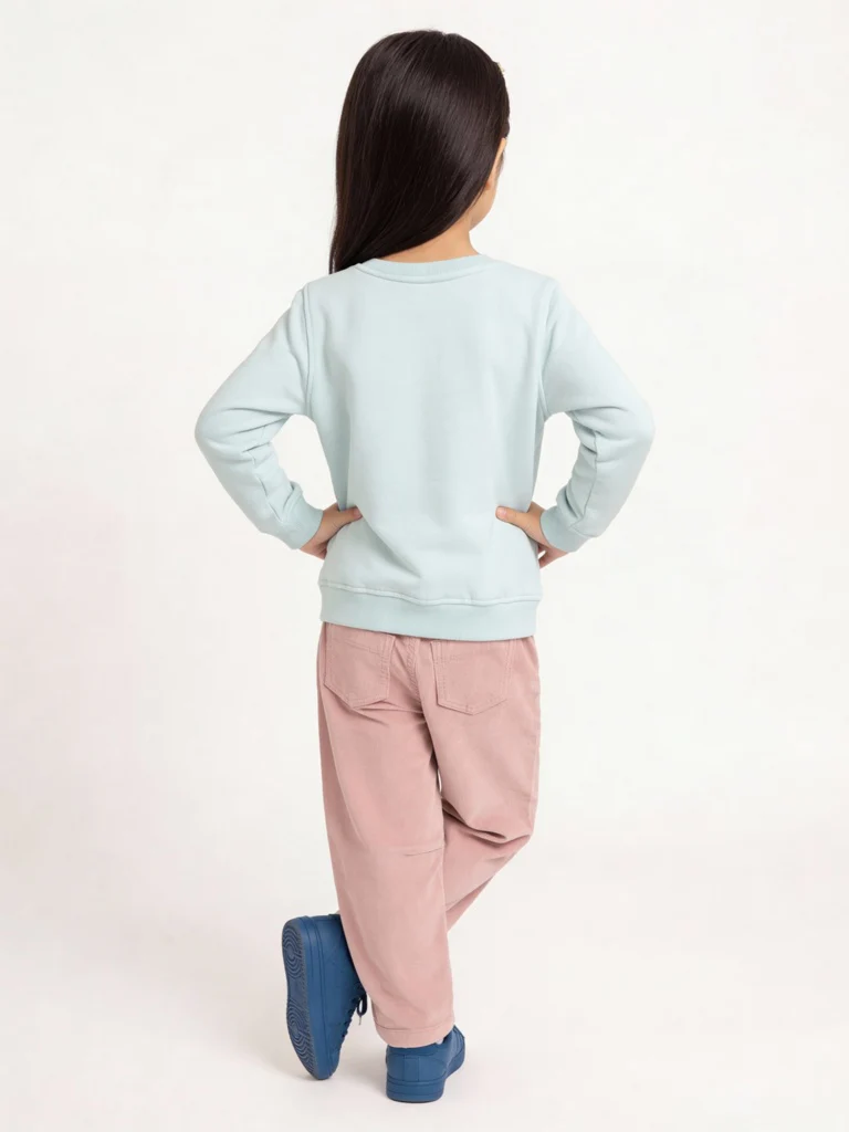 HOP Kids Girls Mint Green Embellished Cotton-Blend Sweatshirt - Image 3