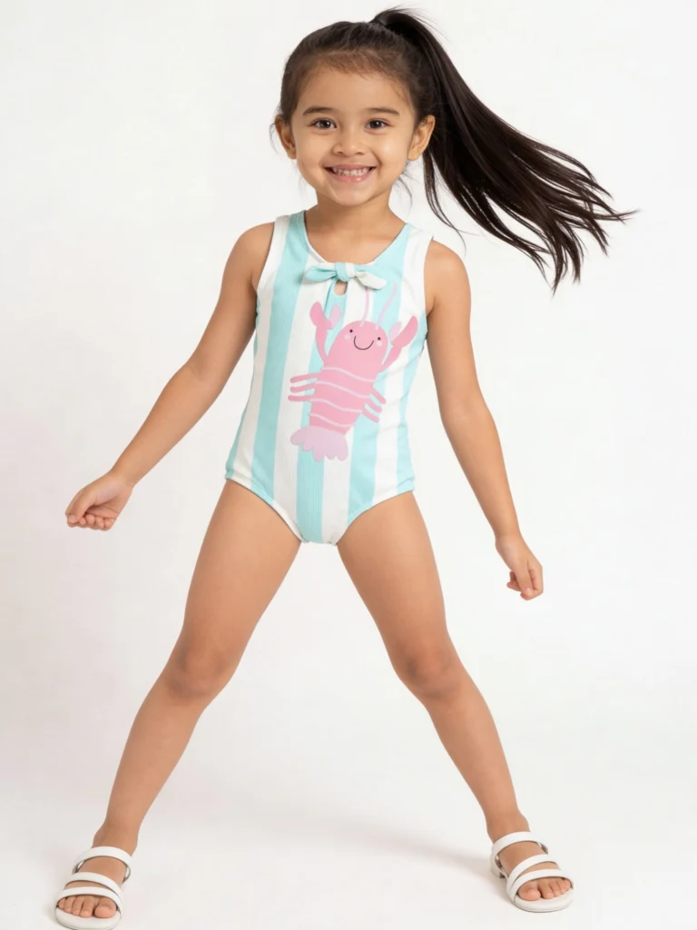 HOP Kids Girls Mint Striped Swimsuit