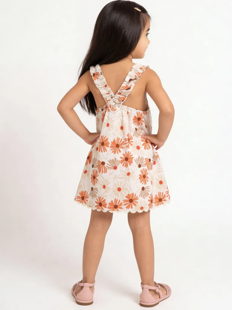 HOP Kids Girls Multicolour Floral A-Line Cotton Dress - Image 2