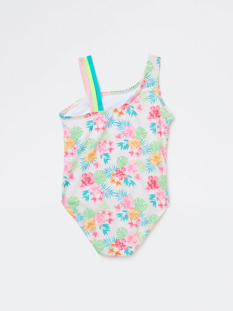 HOP Kids Girls Multicolour Floral Printed Swimsuit - Image 4