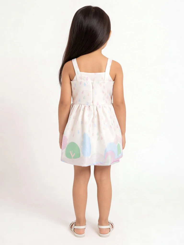 HOP Kids Girls Multicolour Printed Bow-Detailed Dress - Image 2