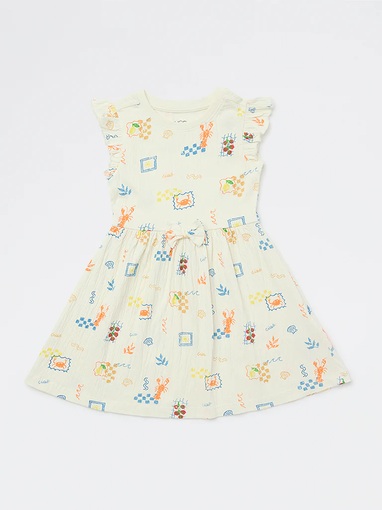 HOP Kids Girls Multicolour Printed Cotton-Blend A-Line Dress - Image 4