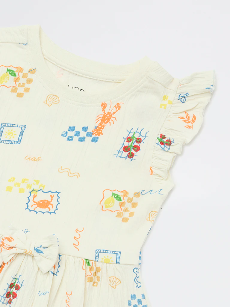 HOP Kids Girls Multicolour Printed Cotton-Blend A-Line Dress - Image 6