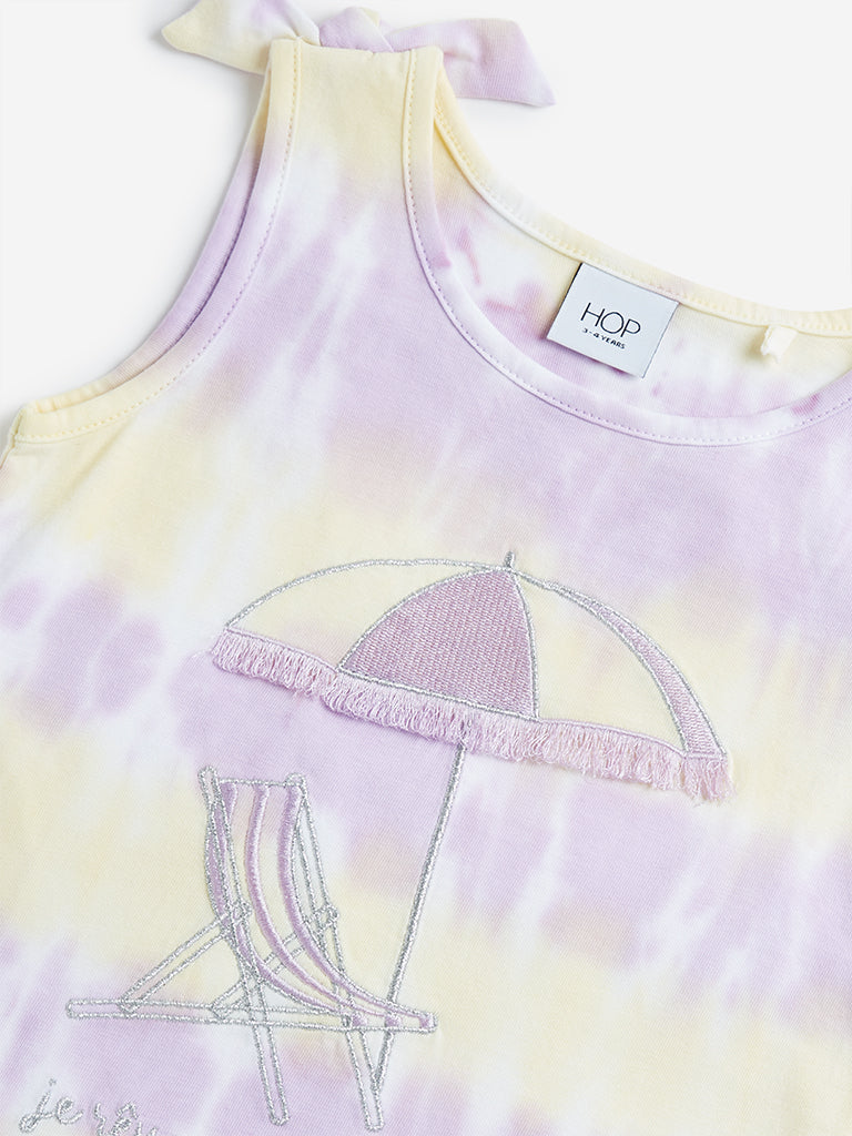 HOP Kids Girls Multicolour Text Design Cotton Top - Image 3