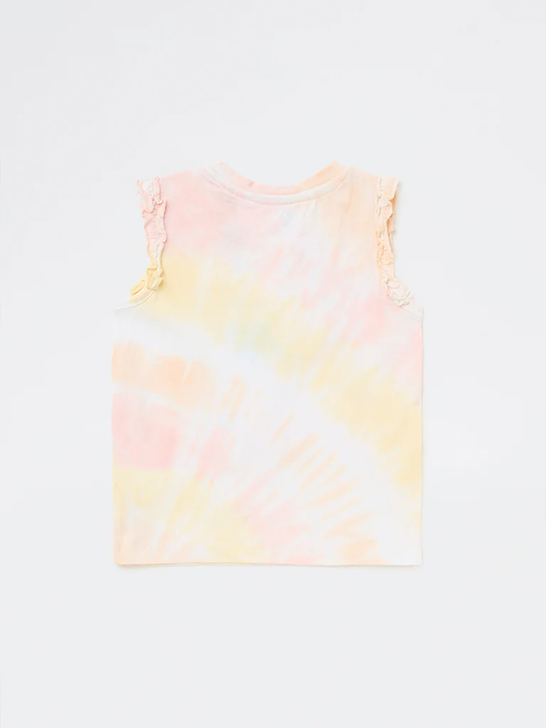 HOP Kids Girls Multicolour Tie-Dye Cotton Top - Image 5