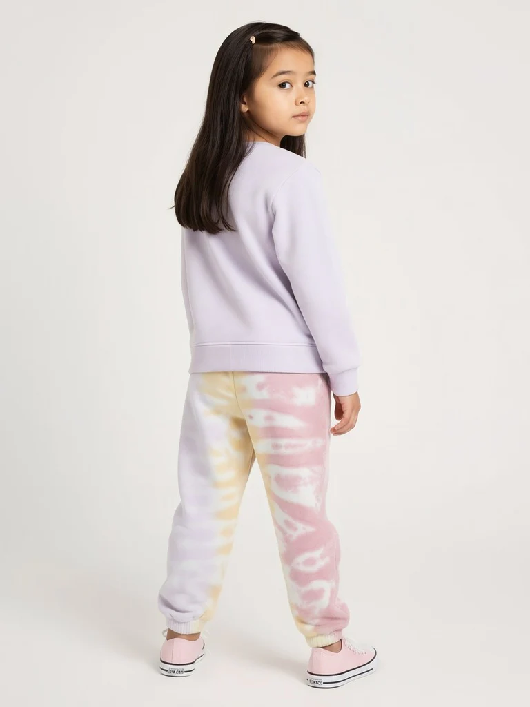 HOP Kids Girls Multicolour Tie-Dye High-Rise Cotton-Blend Joggers - Image 3