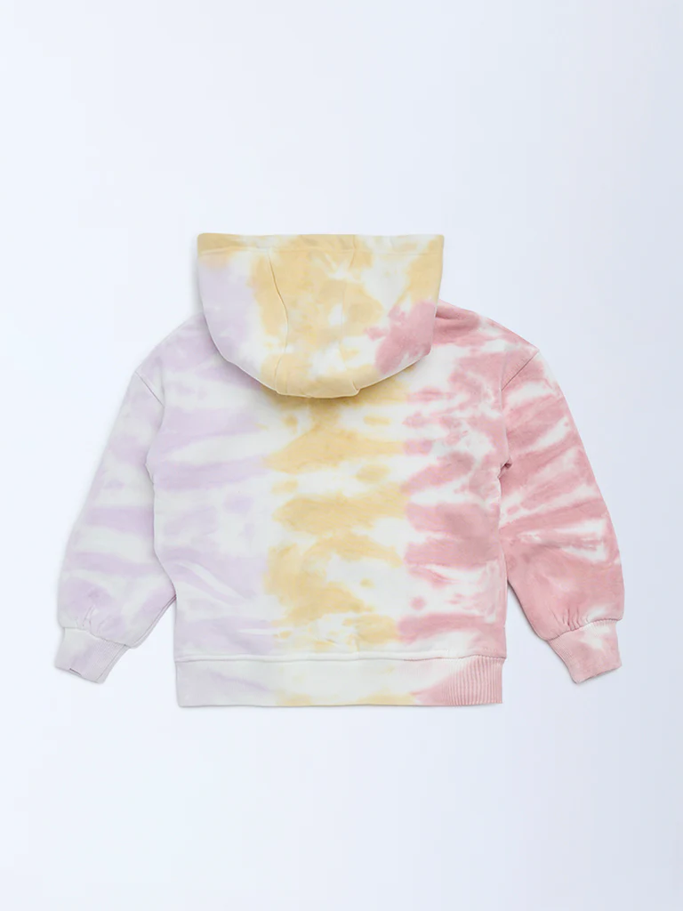 HOP Kids Girls Multicolour Tie-Dye Print Cotton-Blend Sweatshirt - Image 3