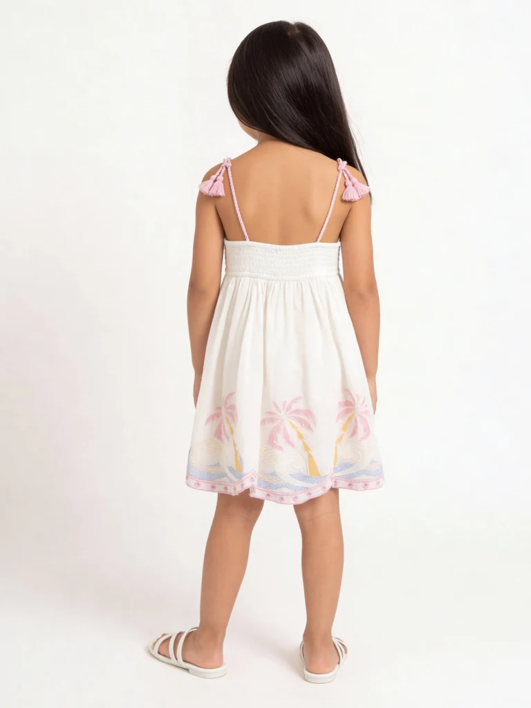 HOP Kids Girls Off-White A-Line Cotton Dress - Image 2