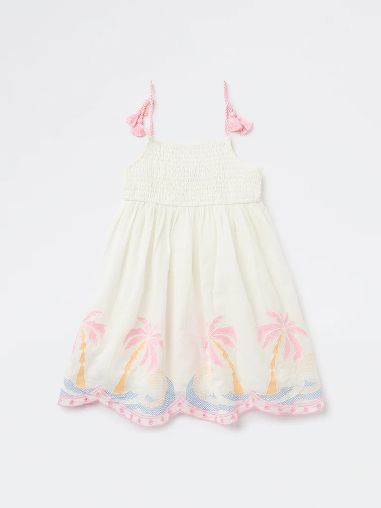 HOP Kids Girls Off-White A-Line Cotton Dress - Image 3
