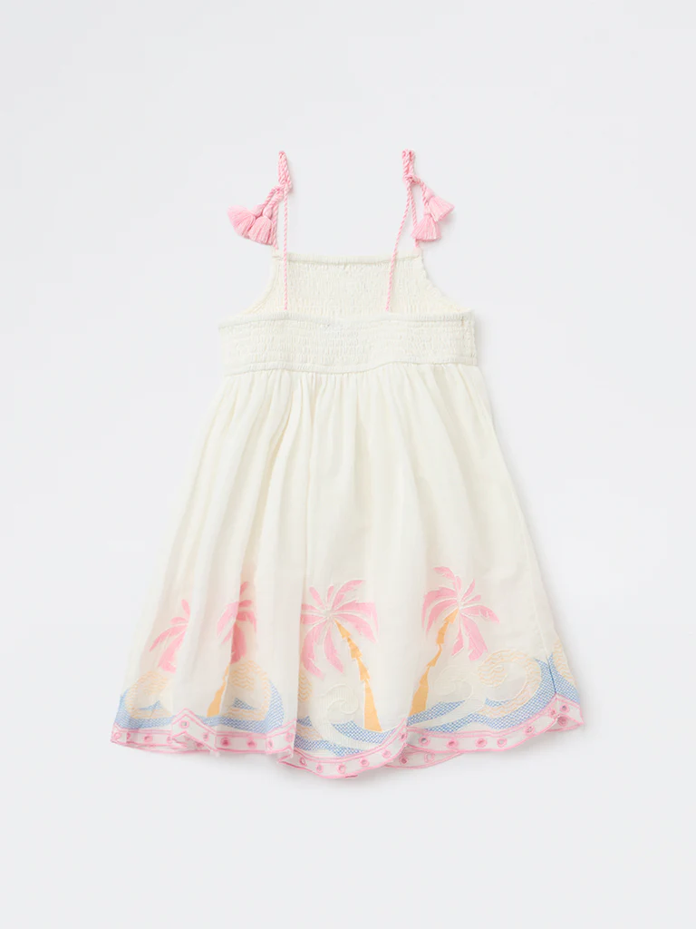 HOP Kids Girls Off-White A-Line Cotton Dress - Image 4