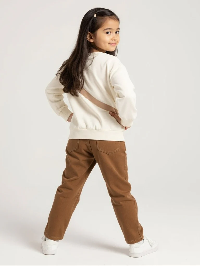 HOP Kids Girls Off-White Animal Design Cotton-Blend Sweatshirt - Image 5