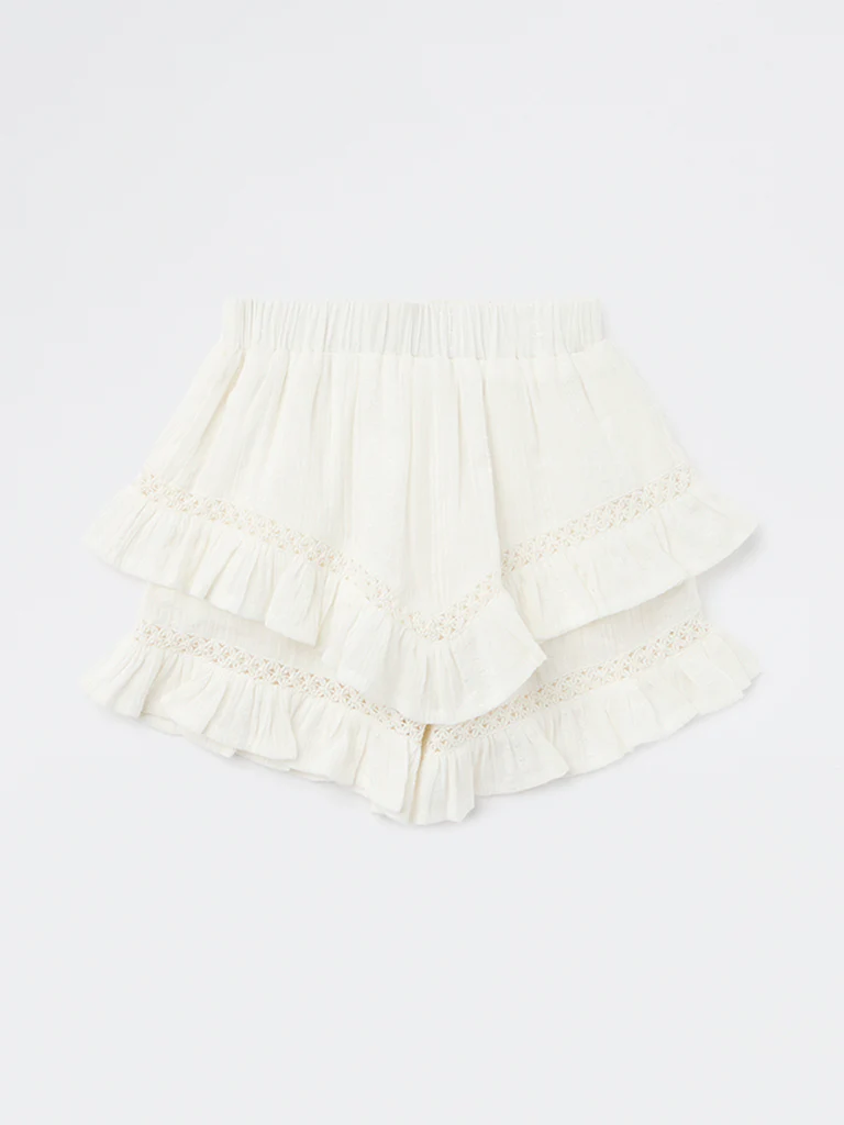 HOP Kids Girls Off-White Cotton-Blend High-Rise Skirt - Image 4