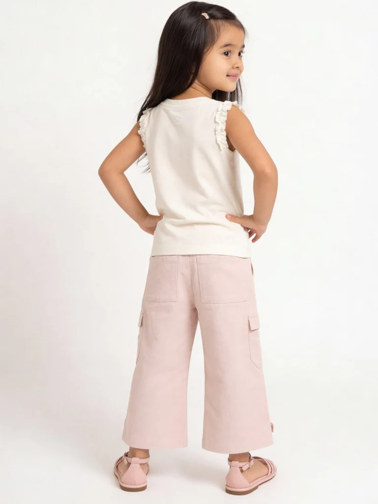 HOP Kids Girls Off-White Graphic Printed Cotton Top - Image 3