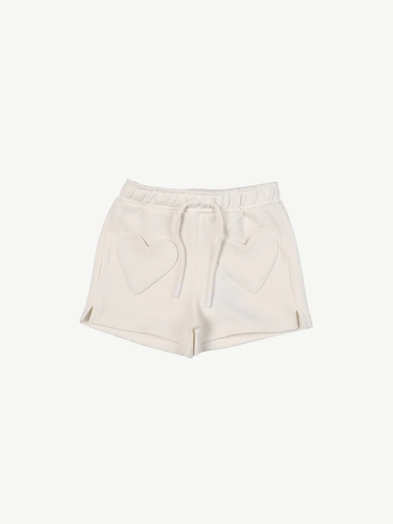 HOP Kids Girls Off-White Heart Pocket Cotton Shorts - Image 4