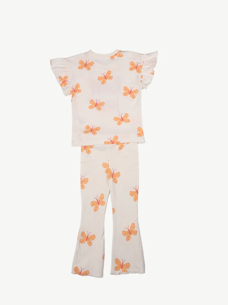 HOP Kids Girls Off-White Printed Cotton-Blend Top and Pants Set - Image 4