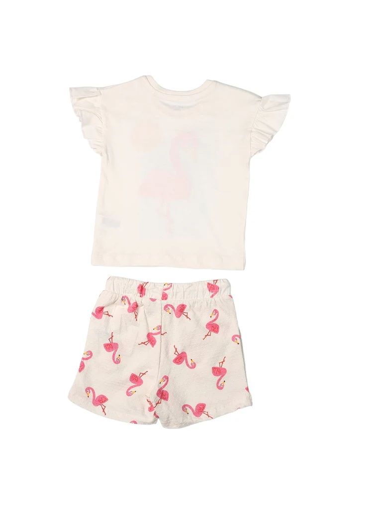 HOP Kids Girls Off-White Printed Cotton Top and Shorts Set - Image 5