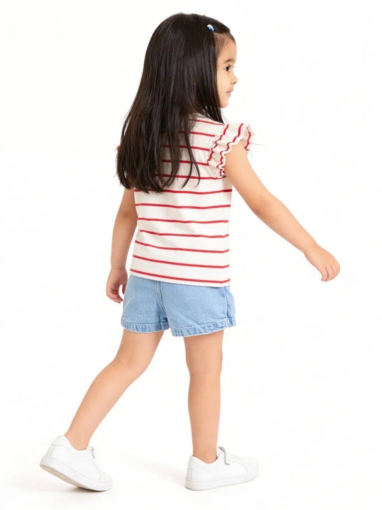 HOP Kids Girls Off-White Striped Cotton Top - Image 3