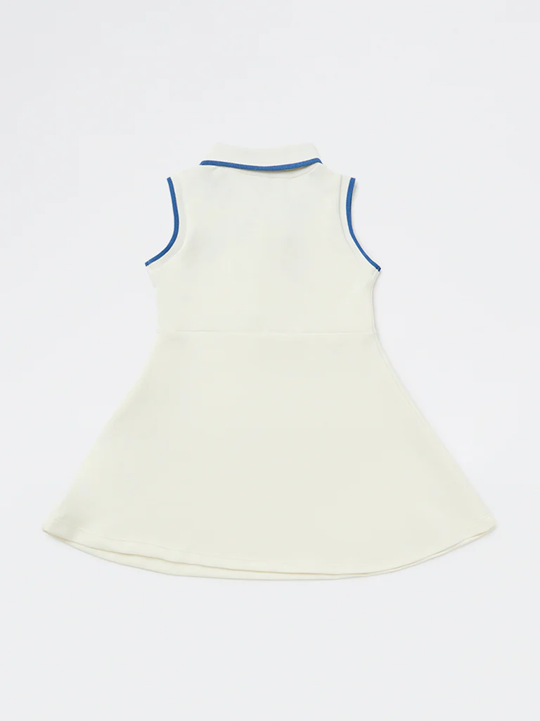 HOP Kids Girls Off-White Text-Detailed Tennis Dress - Image 4