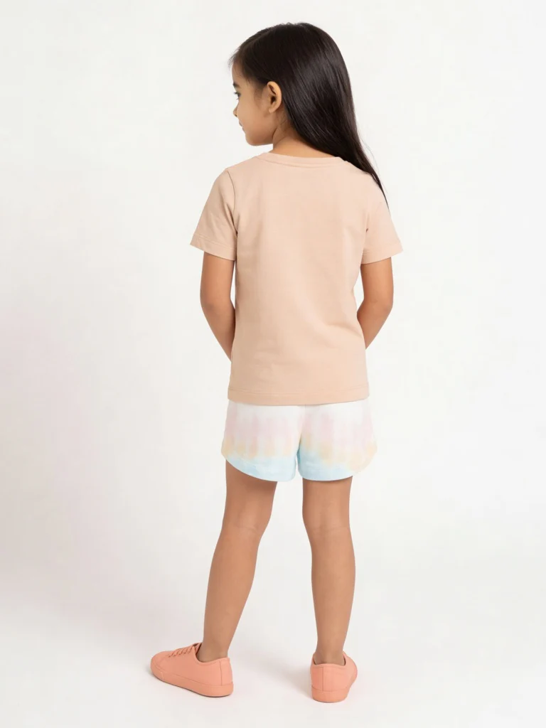 HOP Kids Girls Peach Tropical Printed Cotton T-Shirt - Image 3