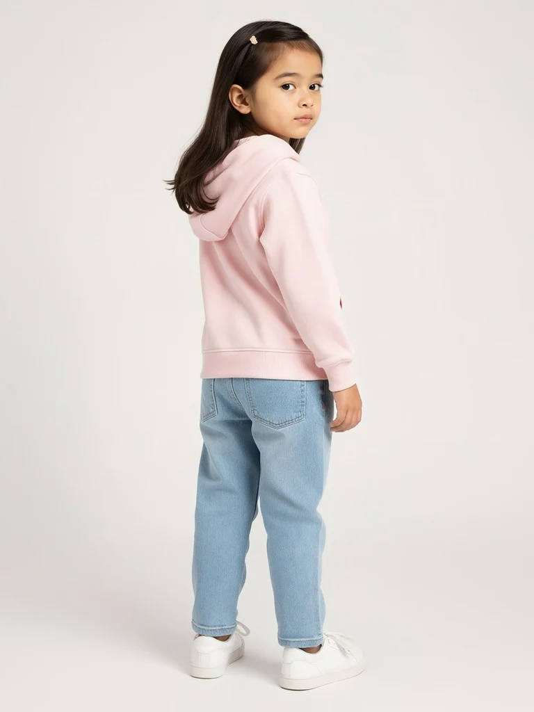 HOP Kids Girls Pink Animal Design Cotton-Blend Hoodie - Image 3