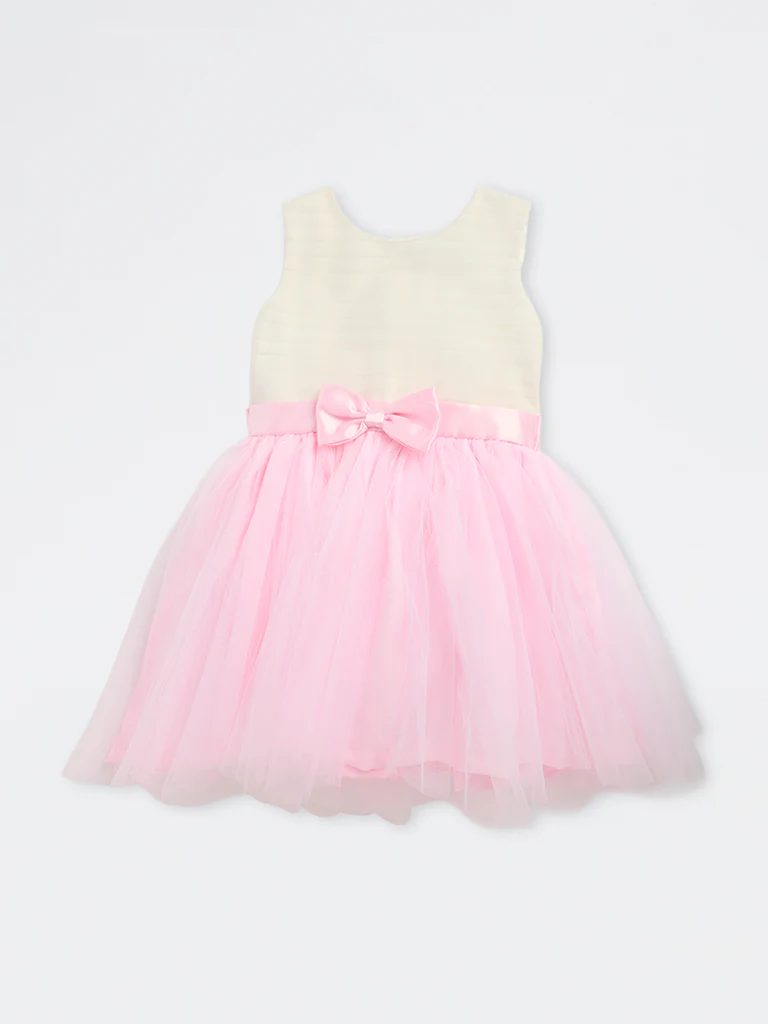 HOP Kids Girls Pink Bow Detailed Party Dress - Image 3