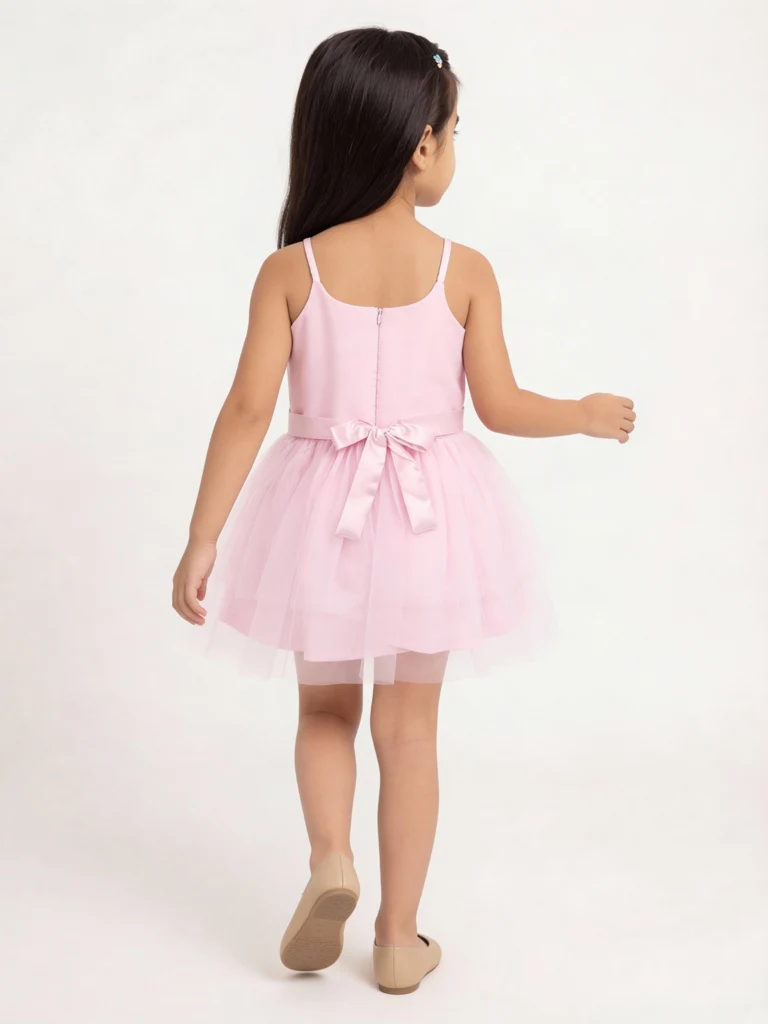 HOP Kids Girls Pink Bow Detailed Party Dress - Image 2