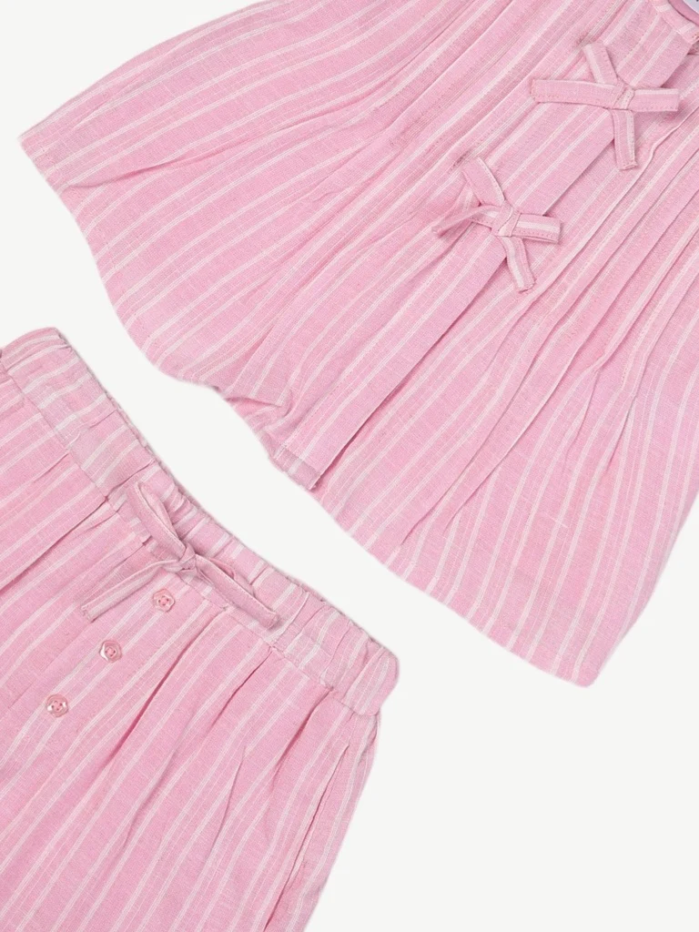 HOP Kids Girls Pink Cotton-Blend Top and Shorts Set - Image 5