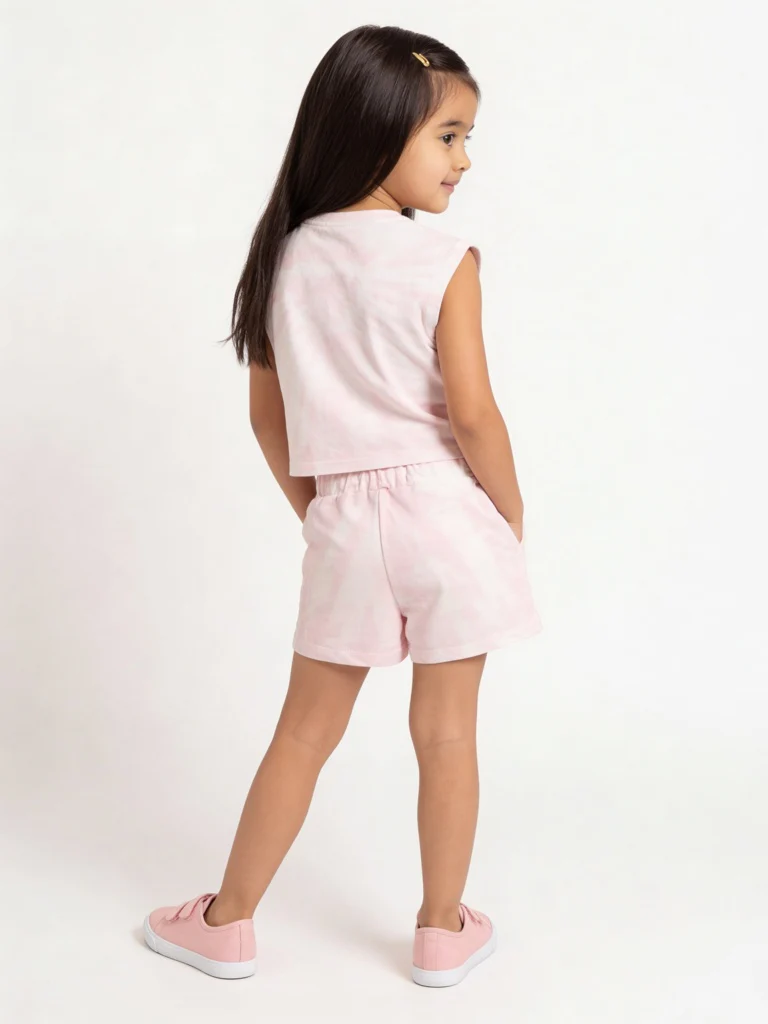 HOP Kids Girls Pink Embellished Cotton-Blend Top and Shorts Set - Image 2
