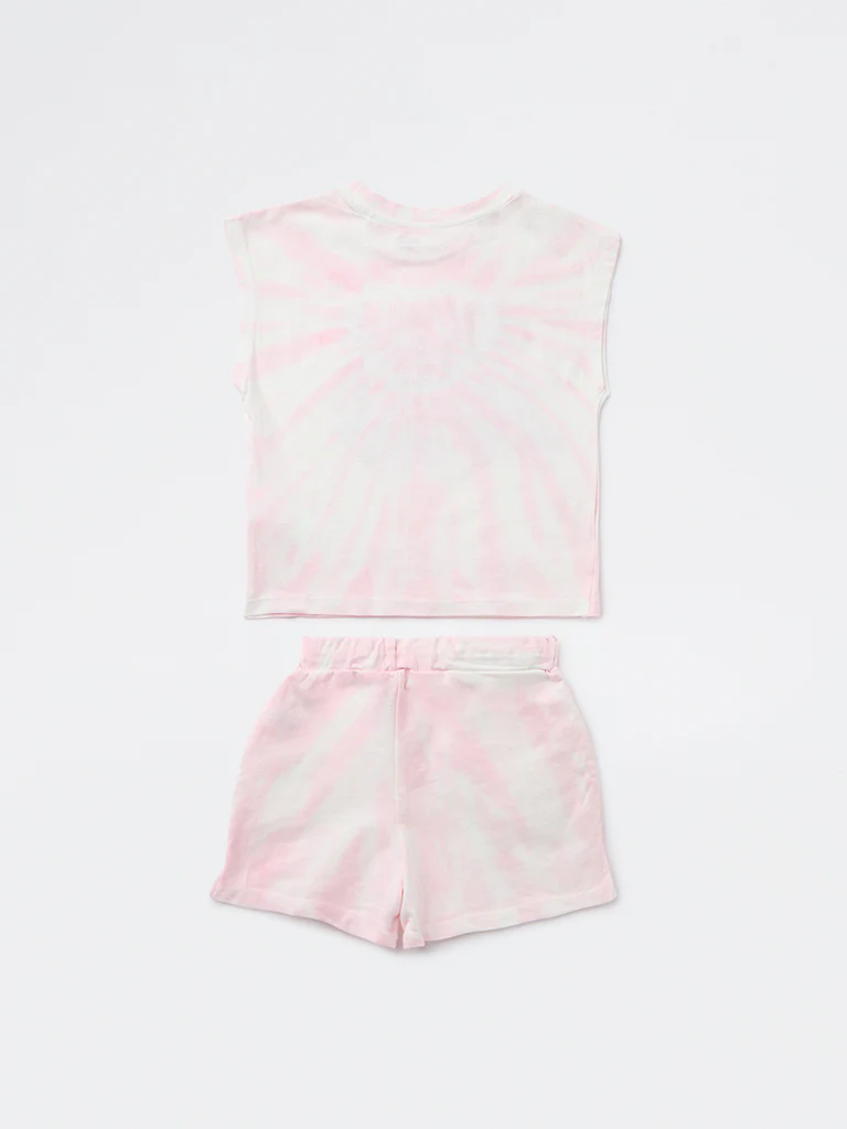 HOP Kids Girls Pink Embellished Cotton-Blend Top and Shorts Set - Image 4
