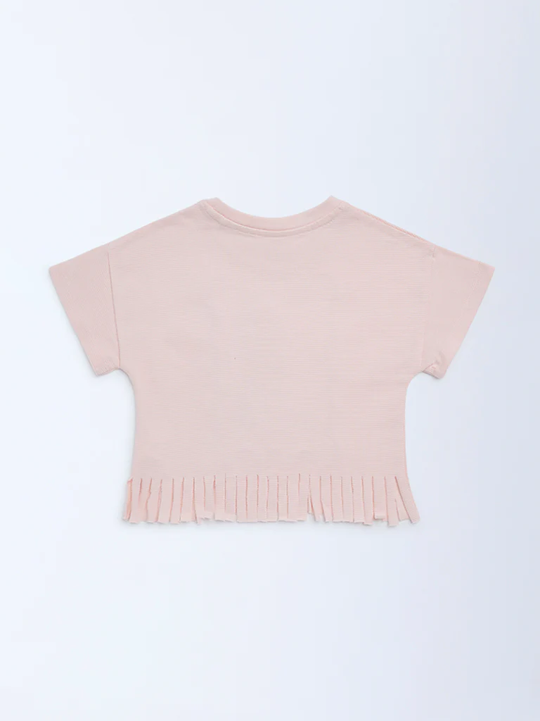 HOP Kids Girls Pink Embellished Cotton Top - Image 4
