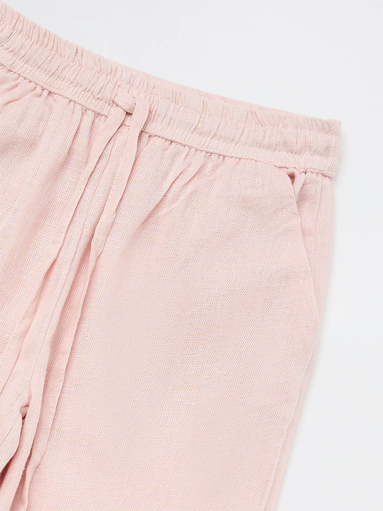 HOP Kids Girls Pink Floral Detailed High-Rise Trousers - Image 5