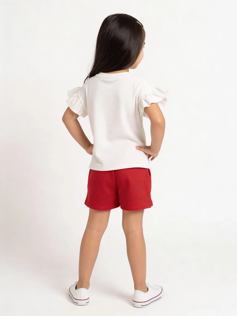 HOP Kids Girls Pink Heart Pocket Cotton Shorts - Image 3