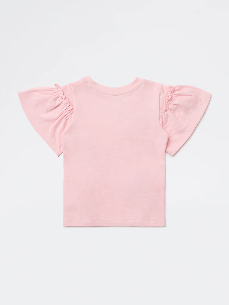 HOP Kids Girls Pink Hearts Embroidered Cotton Top - Image 4