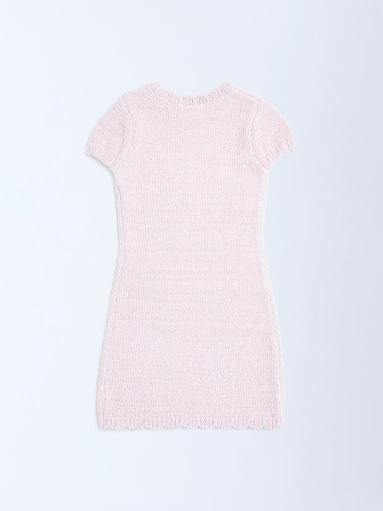 HOP Kids Girls Pink Knitted Bodycon Dress - Image 3