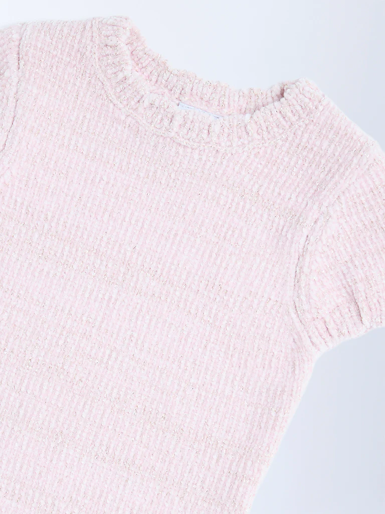 HOP Kids Girls Pink Knitted Bodycon Dress - Image 4