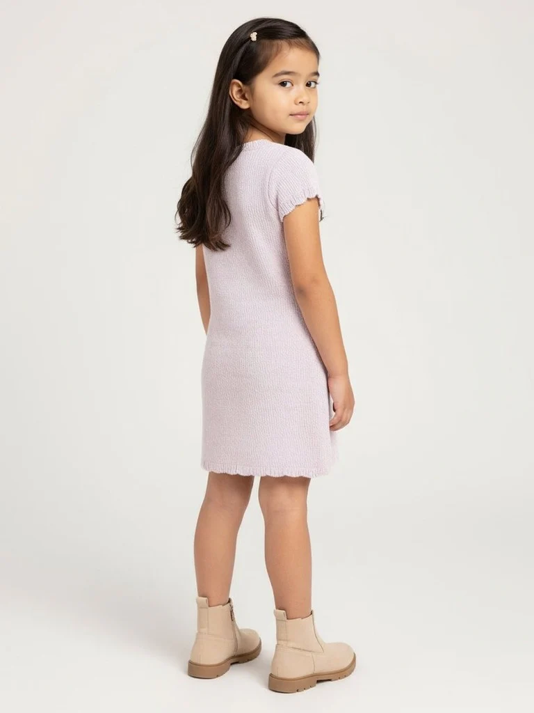 HOP Kids Girls Pink Knitted Bodycon Dress - Image 5