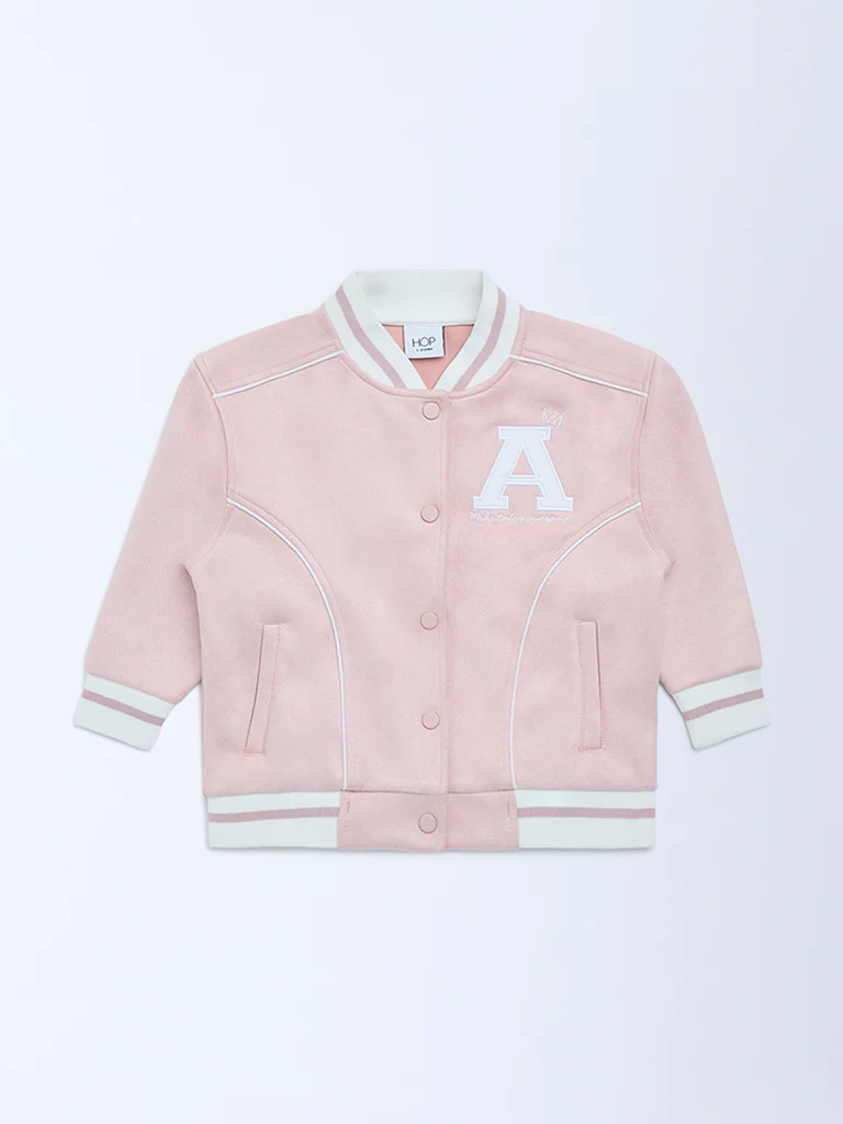 HOP Kids Girls Pink Typographic Jacket - Image 4