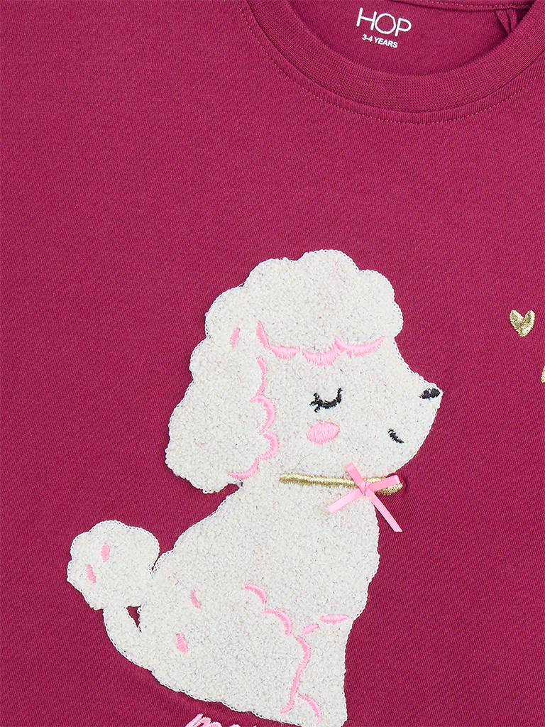 HOP Kids Girls Red Animal Design Cotton T-Shirt - Image 5