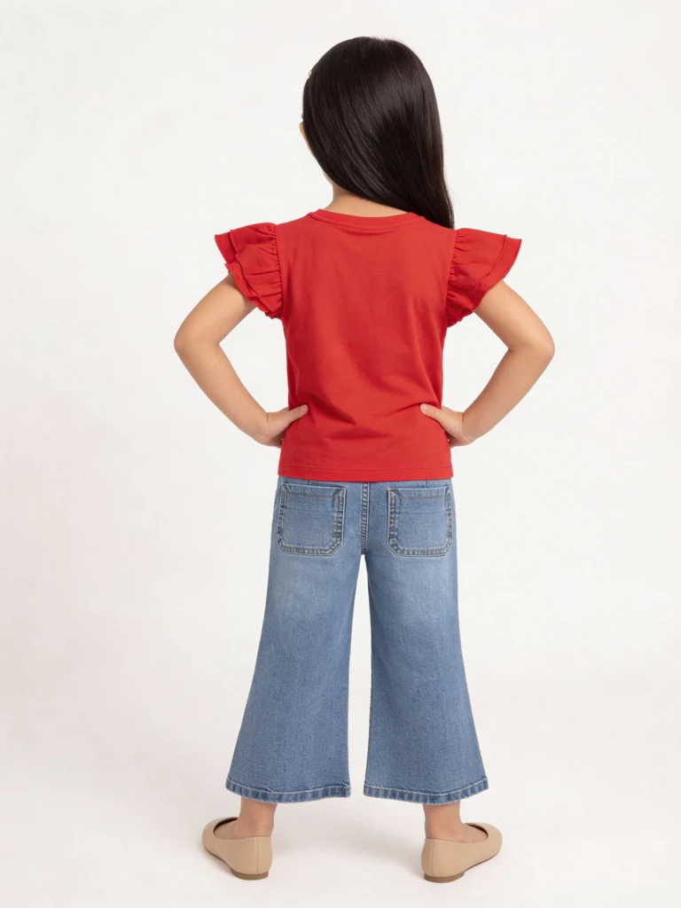 HOP Kids Girls Red Embroidered Cotton Top - Image 3