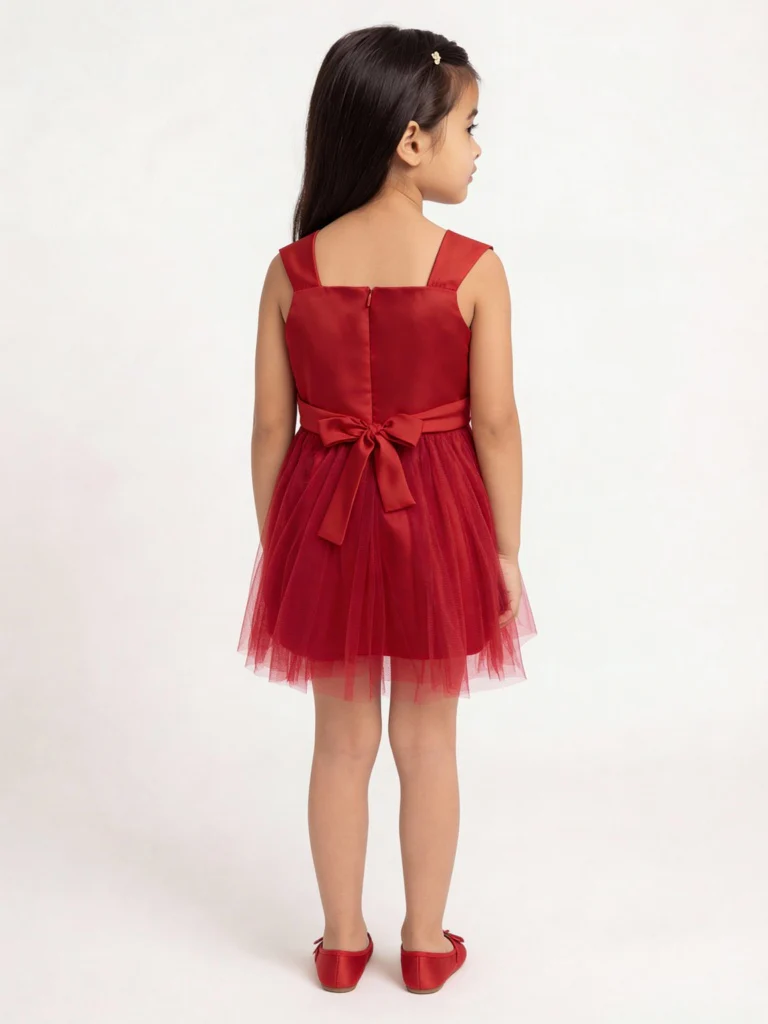 HOP Kids Girls Red Floral-Detailed Party Dress - Image 2