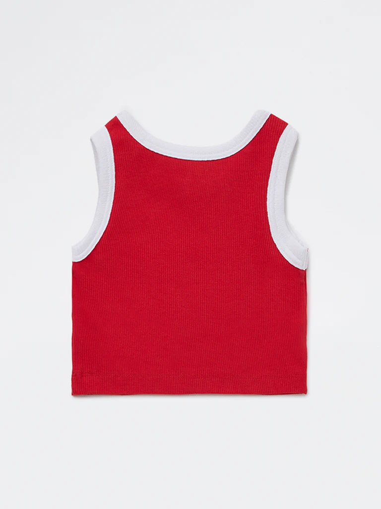 HOP Kids Girls Red Printed Cotton-Blend T-Shirt - Image 4