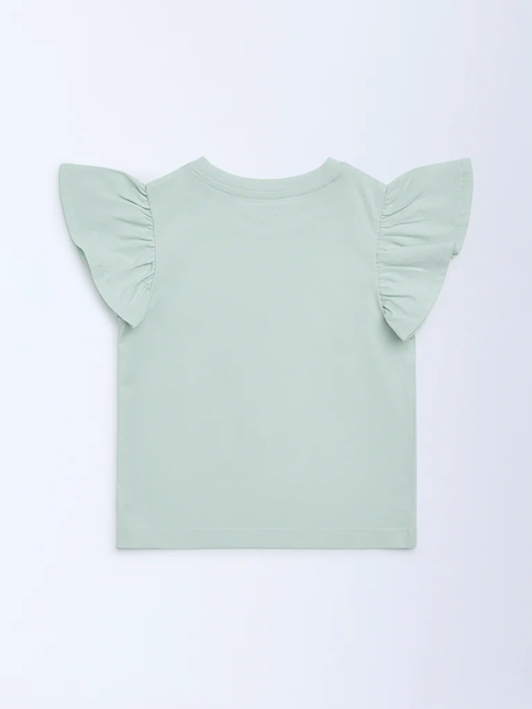 HOP Kids Girls Sage Animal Embroidered Cotton Top - Image 5