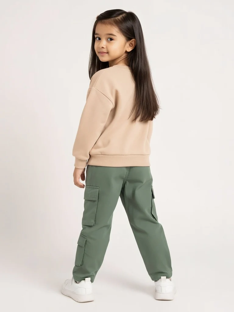 HOP Kids Girls Sage Cargo-Style High-Rise Trousers - Image 3