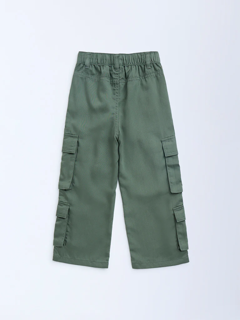 HOP Kids Girls Sage Cargo-Style High-Rise Trousers - Image 5