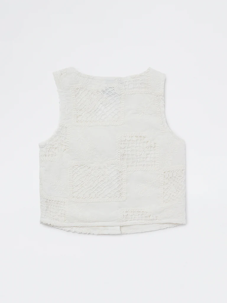 HOP Kids Girls White Crochet Knitted Cotton Top - Image 4