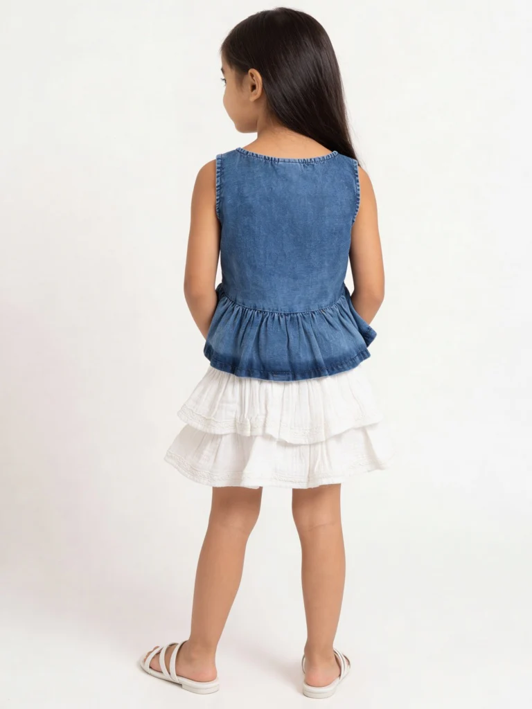 HOP Kids Girls White High-Rise Cotton Ruffled Skirt - Image 2
