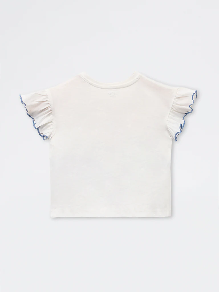 HOP Kids Girls White Pouch-Detailed Top - Image 4