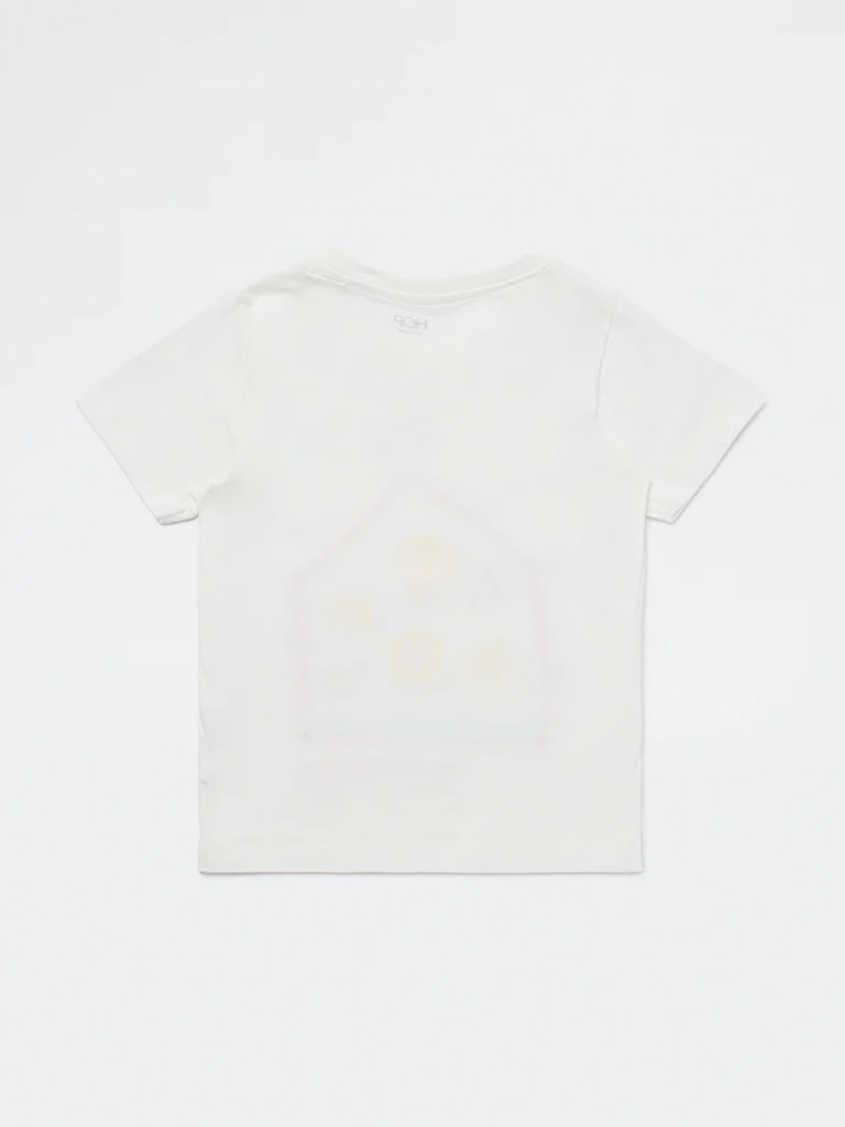 HOP Kids Girls White Printed Cotton T-Shirt - Image 5